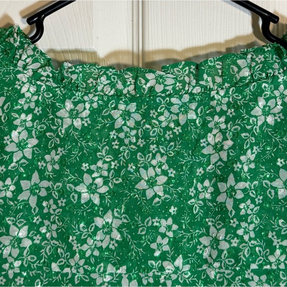 Fun 2 Fun Green Alvena Split Neck‎ Blouse Size 2x High-Low Hem Sheer Flowy - Picture 7 of 9